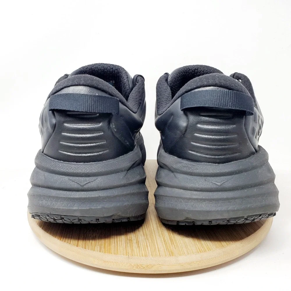 Hoka One One Bondi SR Shoes Mens 9.5 2E WIDE Triple Black Leather Work Sneaker